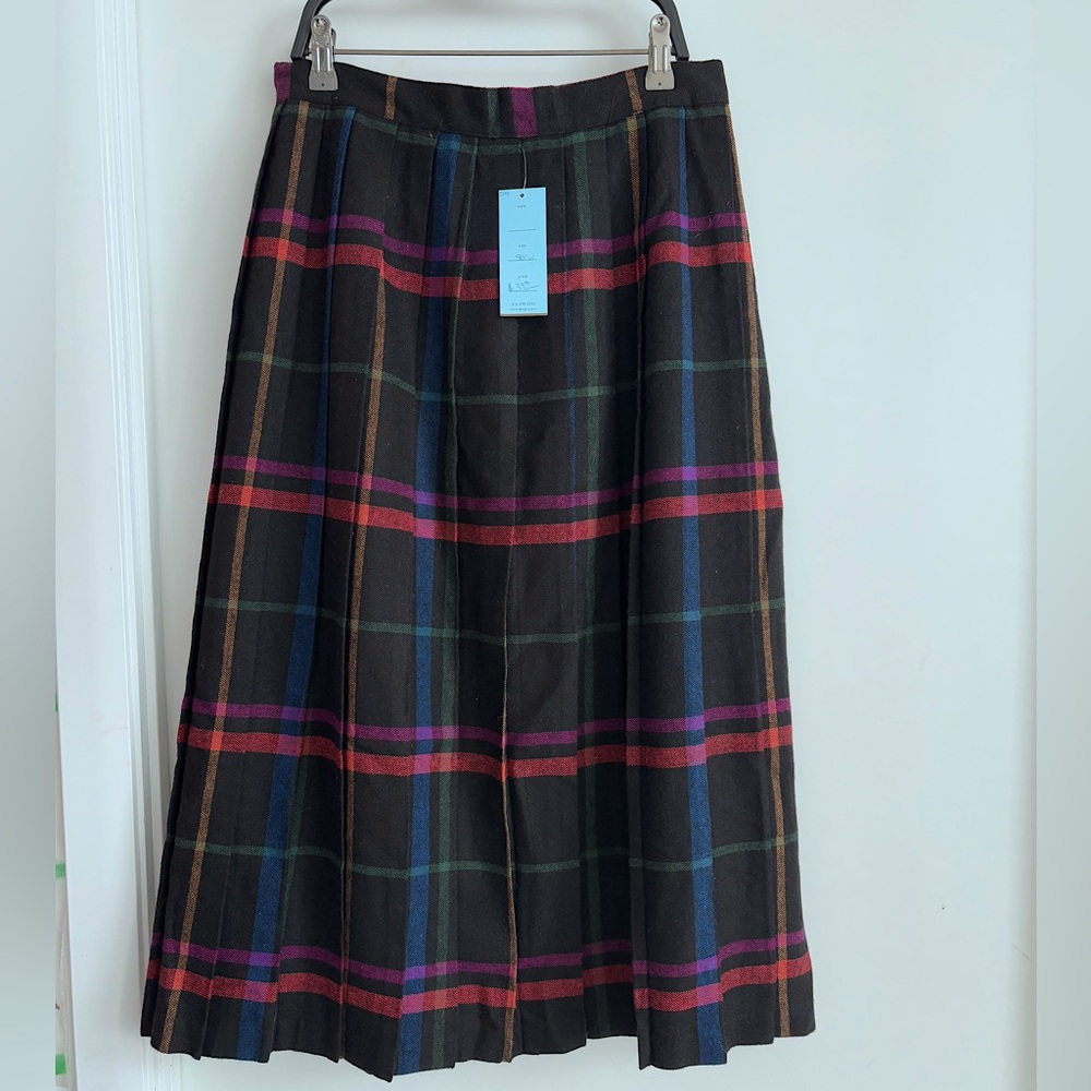 Vintage Plaid Pleated Wool Skirt from Worthington